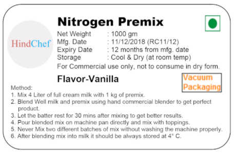 Nitrogen ice cream premix